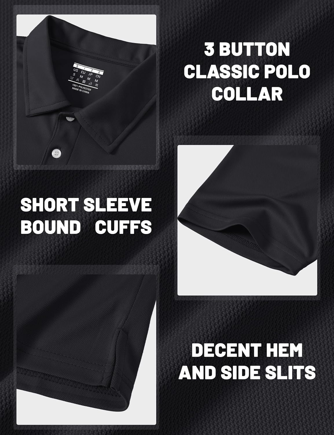 MAGCOMSEN Men's Polo Shirts 3 Buttons Casual Work T Shirts Quick Dry Short Sleeve Golf Shirt Pique Jersey Outdoor Performance