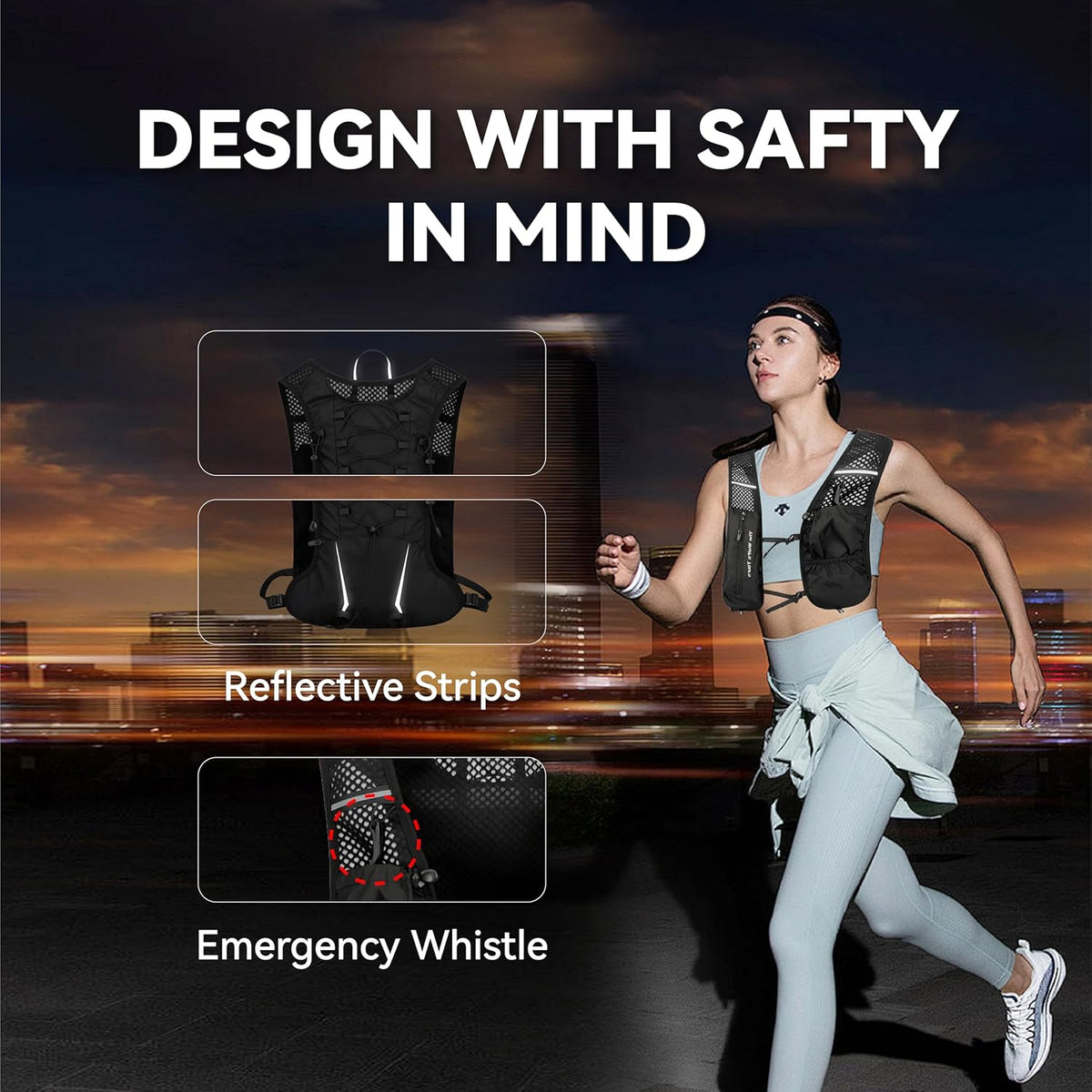 XBT Running Vest with 2L Water Bladder Hydration Pack for Men & Women