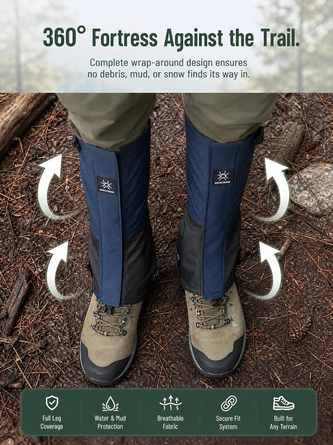 Gaiters for Hiking Waterproof, Leg Gaiters, Lightweight Shoe Gaiters for Men Women, Dirt-Proof Ripstop Hiking Gaiters, Breathable Boot Gators for Hunting