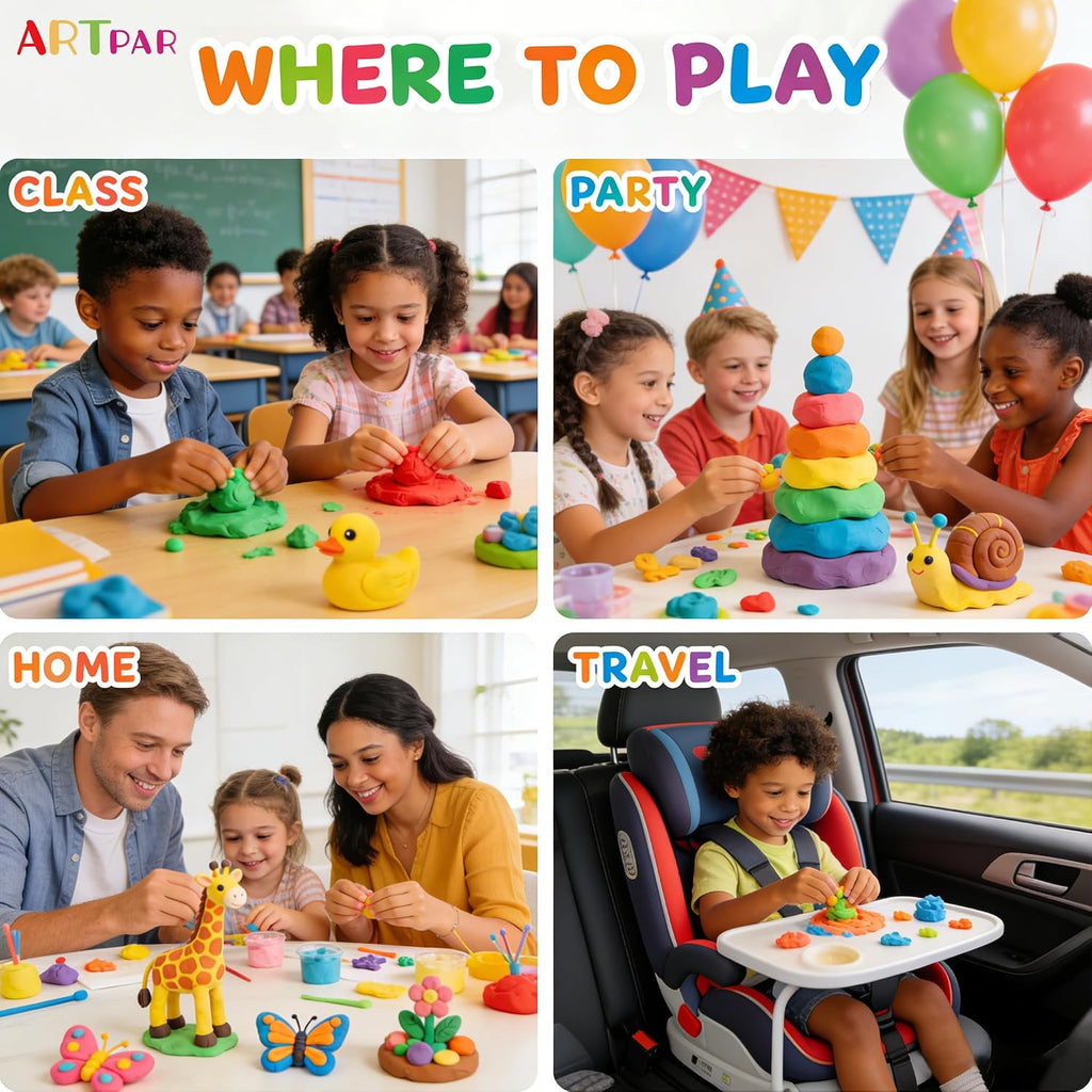 ARTPAR Air Dry Clay for Kids,90 Colors Modeling Magic Clay Bulk Kit