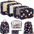 8 Set Packing Cubes for Travel, Durable Luggage Packing Organizers, Carry-On Accessories, TSA Approved See-Through Cubes, Space-Saving Storage Bags, Gifts for Women (Navy Maple Leaf)