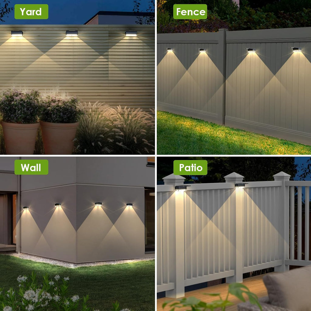 Solar Fence Lights Outdoor，3000/4000/6000K 3 Mode Fence Light Solar Powered