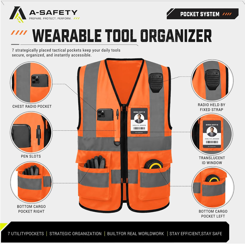 A-SAFETY High Visibility Reflective Safety Vest Customize Logo (XS-8XL)