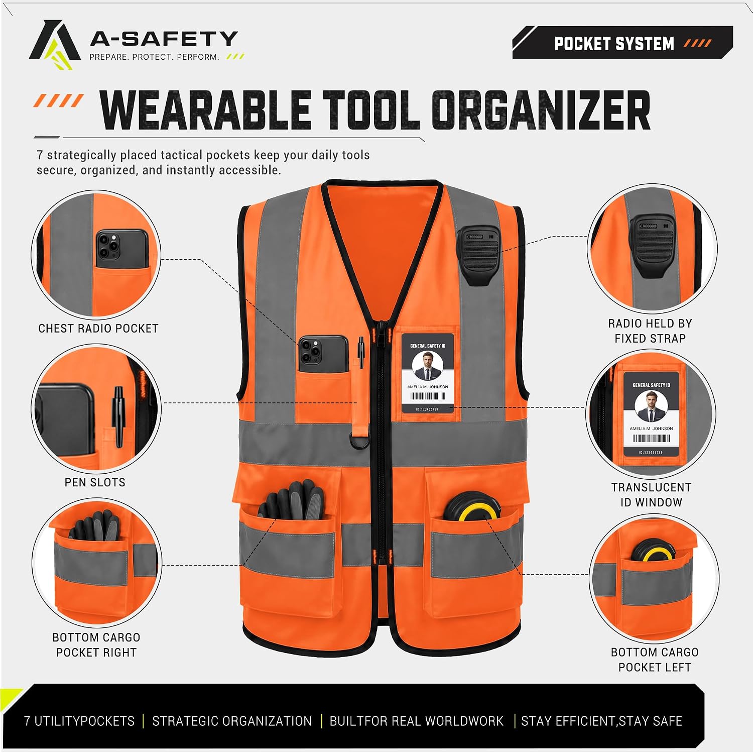 A-SAFETY High Visibility Reflective Safety Vest Customize Logo (XS-8XL)