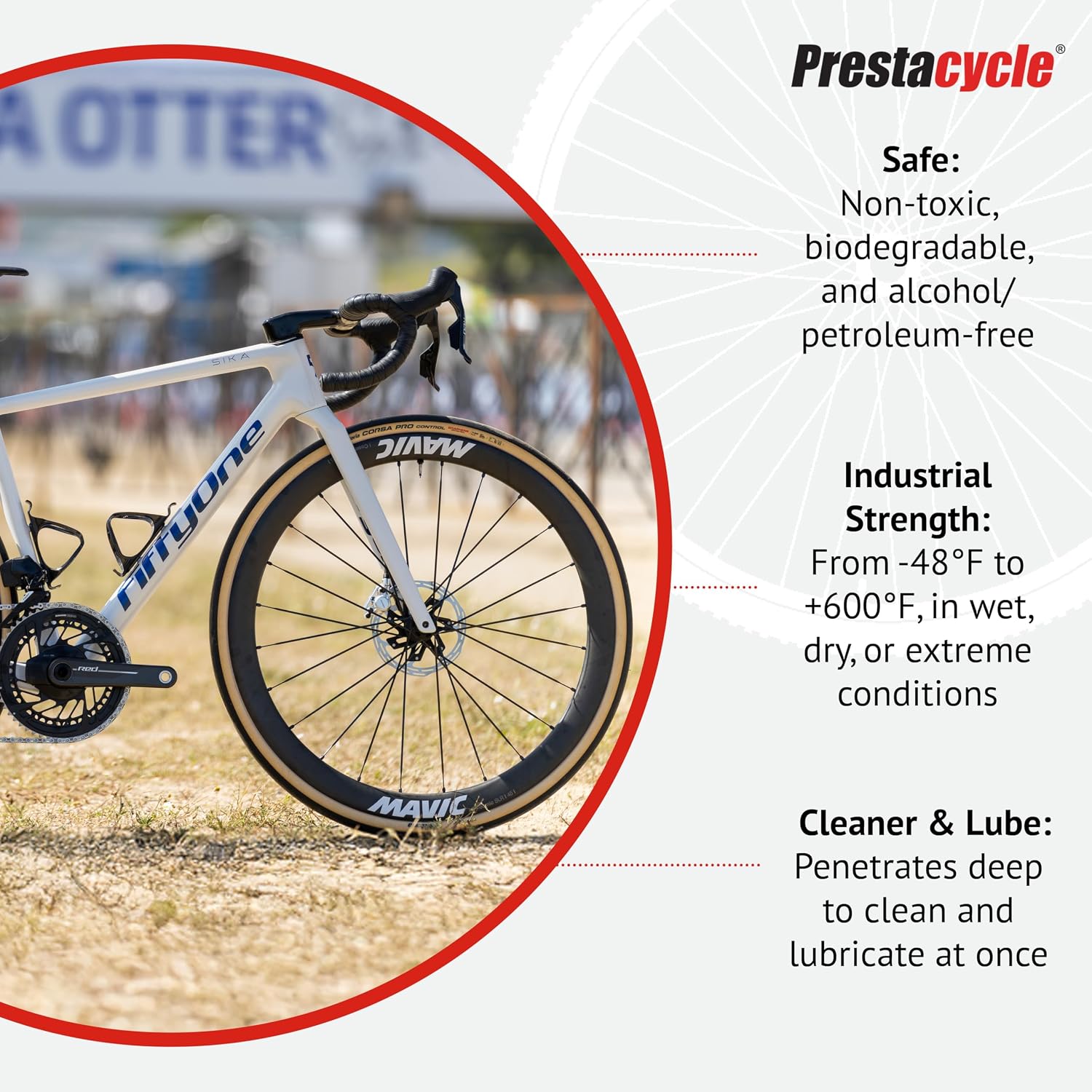 Prestacycle One Liquid, Bike Chain Lubricant and Cleaner, All-in-One Bicycle Lube, Degreaser, Paint Protectant, Metal Polish & Rust Remover, Without Alcohol or Petroleum