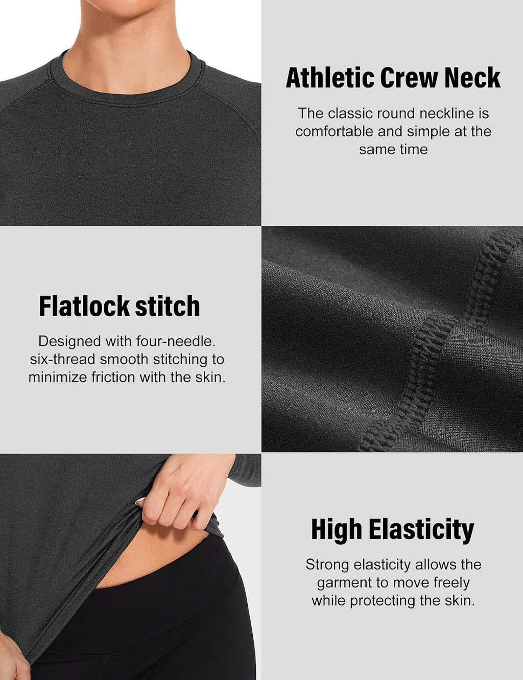 HovSiyla Womens Thermal Compression Long Sleeve Shirts Fleece Lined Tops Crew Neck Slim Fit Base Layer Ladies Underwear