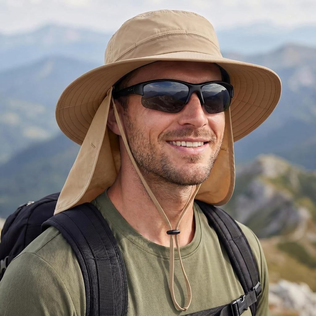Connectyle Wide Brim Sun Hat for Men Women UPF 50+ Breathable Fishing Hat with Neck Flap Outdoor Hiking Safari Bucket Hats