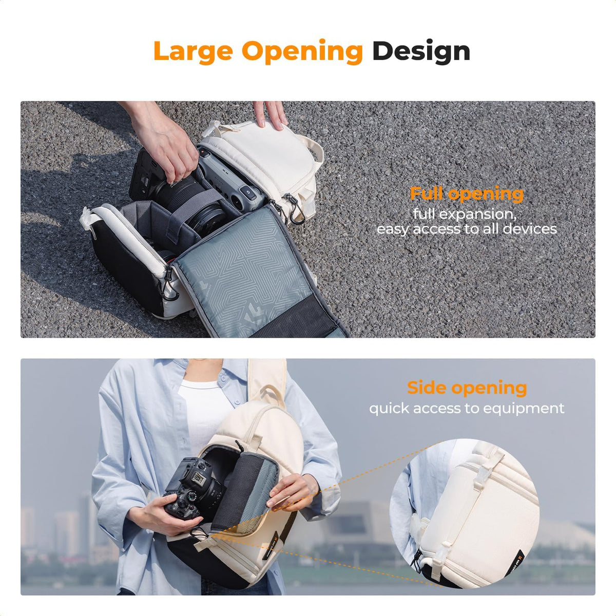 K&F CONCEPT Camera Sling Bag, Compact Crossbody Backpack, 10L