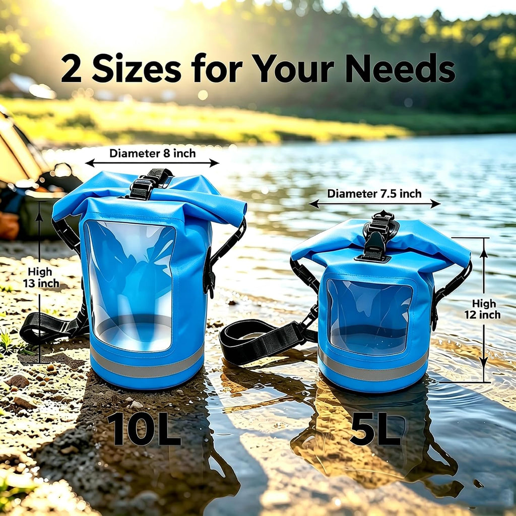 Waterproof Dry Bag with Clear Window, 500D Heavy Duty Roll Top Marine Sack