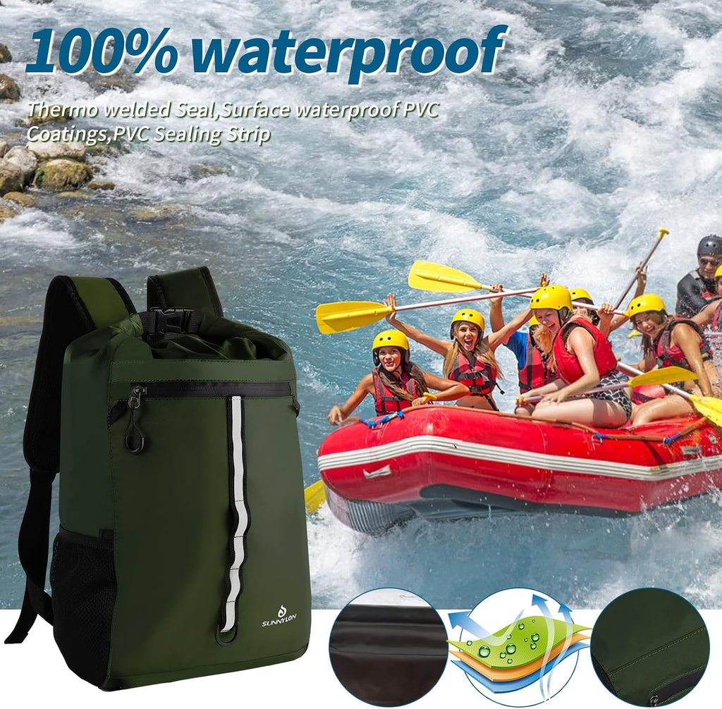 Dry Bag Backpack,20L Dry bags Waterproof Kayaking with Waist Pouch and Phone Case,Waterproof Backpack Marine dry bag for Kayaking,Beach,Rafting, Boating,Hiking,Camping and Fishing (Green)