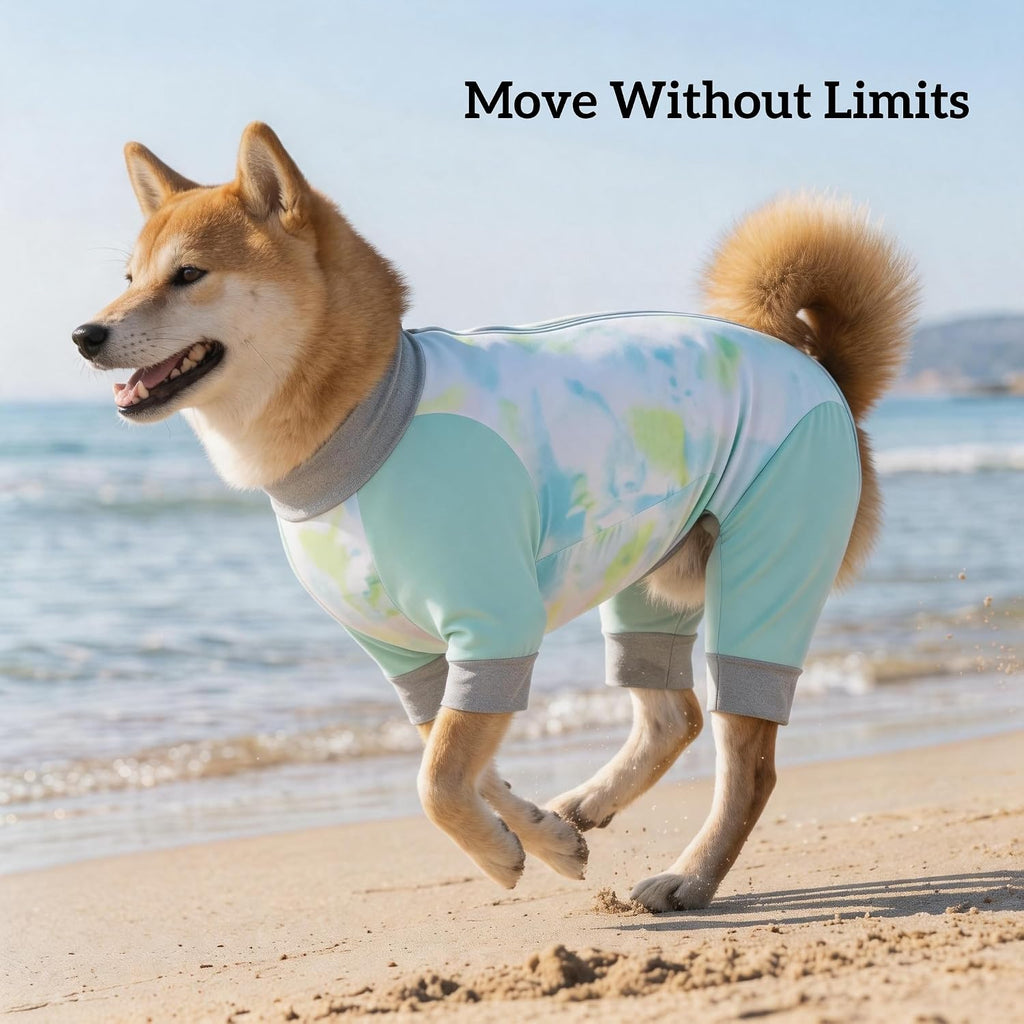 Dog Cooling Sun Protection Suit, Outdoor Fashion Onesie, UPF 50+ Lightweight Breathable Quick-Dry, Anti-Dirt & Anti-Shedding, Zipper Design for Easy Dressing Undressing (Cyan, XX-Large)