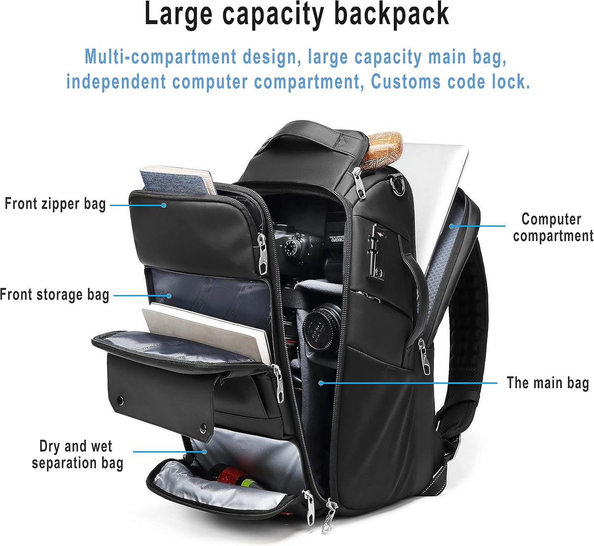 Waterproof DSLR Camera Backpack - Large with TSA Lock, Fits Drone & 17-Inch Laptop