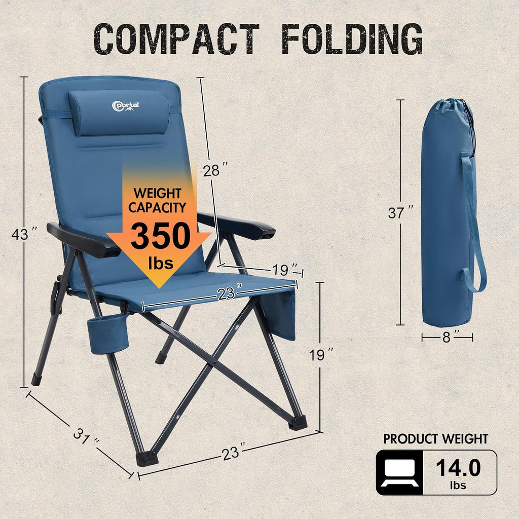 Portal Reclining Camping Chair with Adjustable Back, Blue