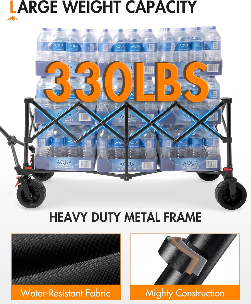 Portal Ultra Compact Folding Wagon Cart with Brakes, 300L Large Cart