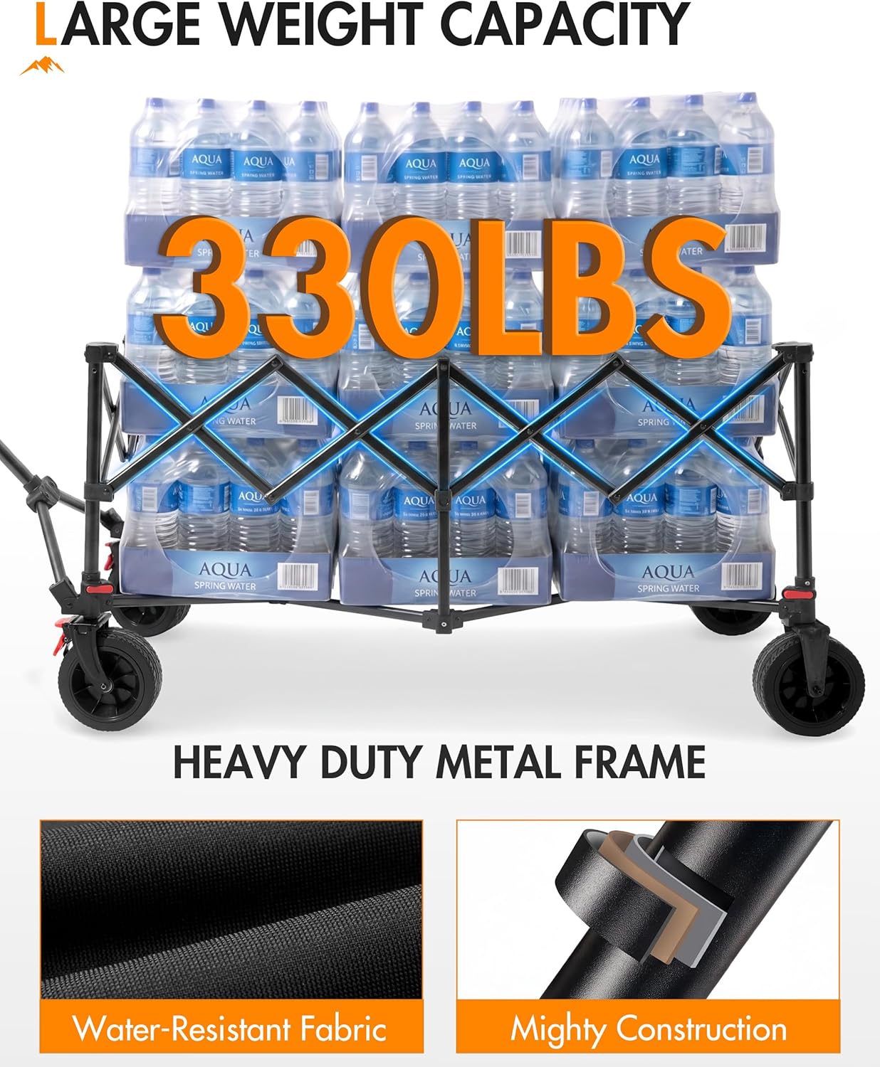 Portal Ultra Compact Folding Wagon Cart with Brakes, 300L Large Cart