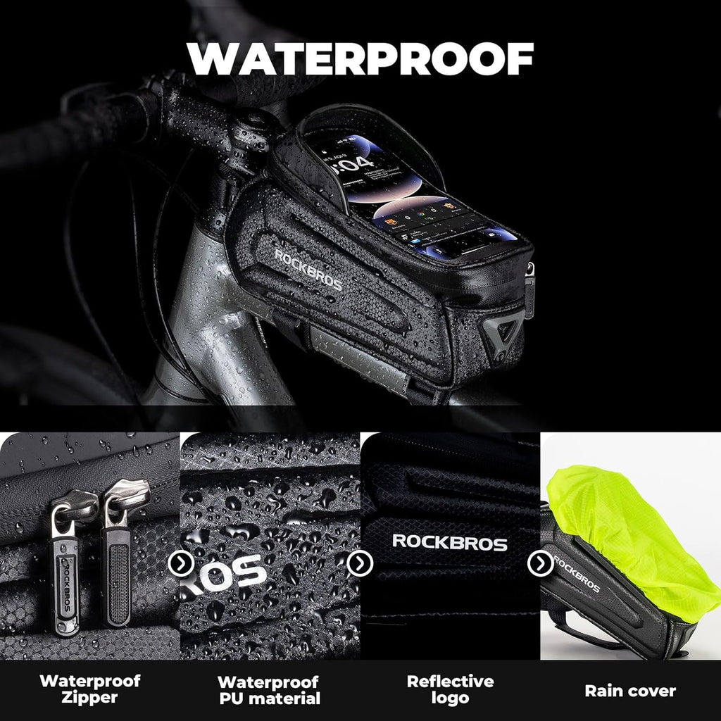 ROCKBROS Bike Phone Bag, [Oversized] EVA Waterproof Bike Top Tube Bag