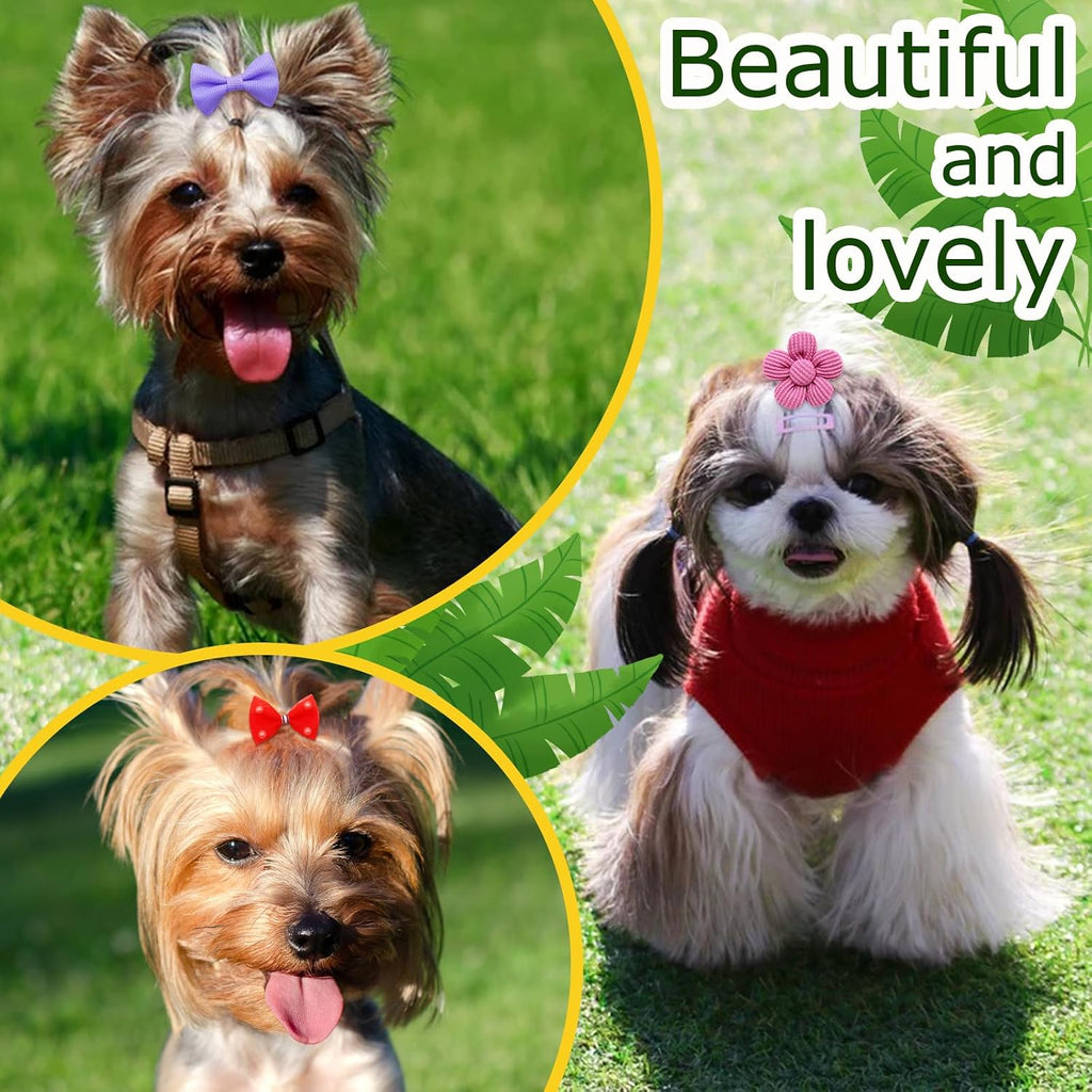 100PCS Multi-Style Assorted Dog Hair Bows for Small Puppies & Cats
