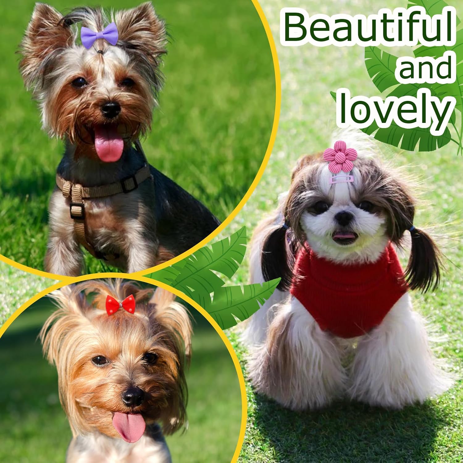 100PCS Multi-Style Assorted Dog Hair Bows for Small Puppies & Cats