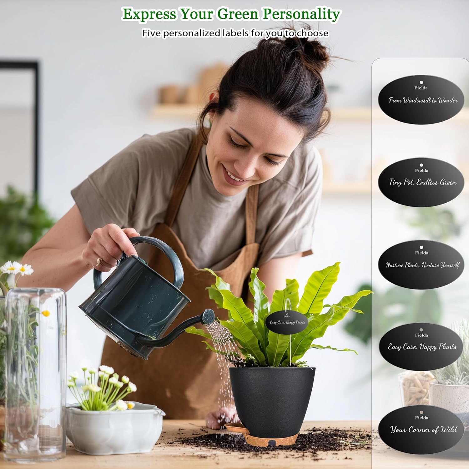 6" Self Watering Pots for Indoor Plants(5-Pack), Small Plastic Planters