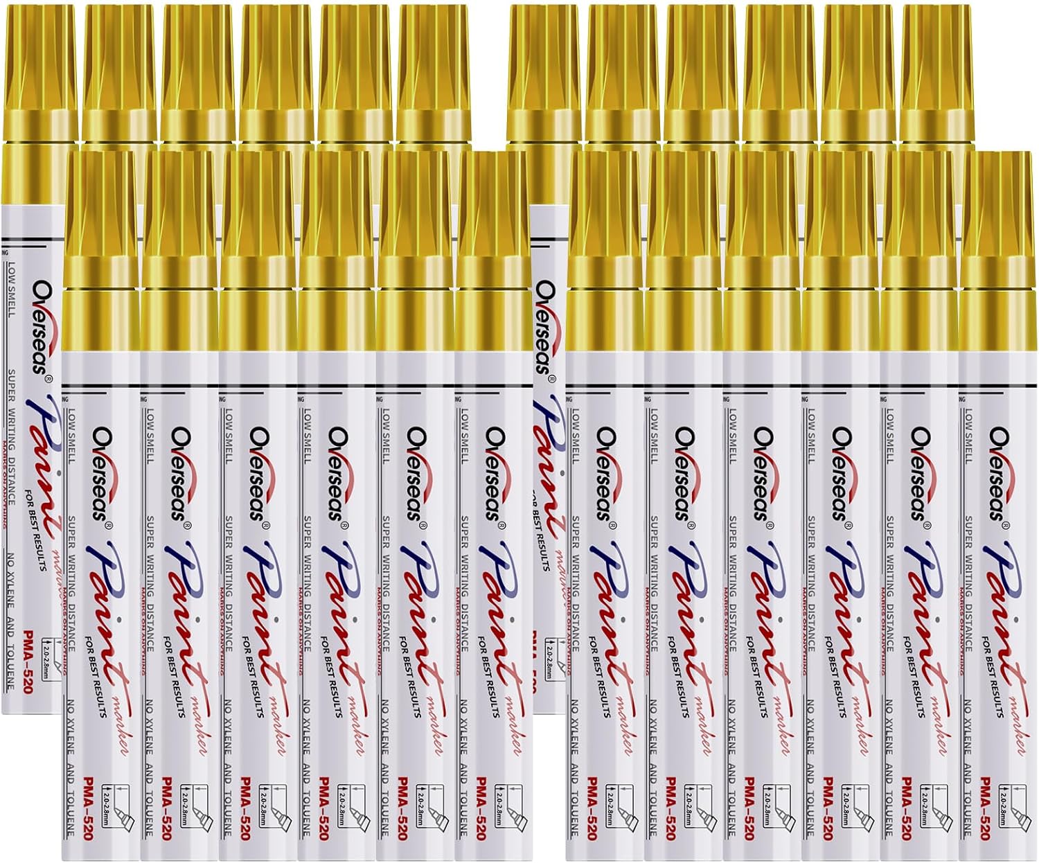 Overseas 24 Gold Paint Pens Permanent Markers, Oil Based Paint Markers