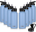 HASLE OUTFITTERS 32 oz Insulated Water Bottle Stainless Steel Double Walled Vacuum Sports Water Bottle with 2 Lids (Straw and Spout Lid) for Gym Camping Hiking(Blue,8)
