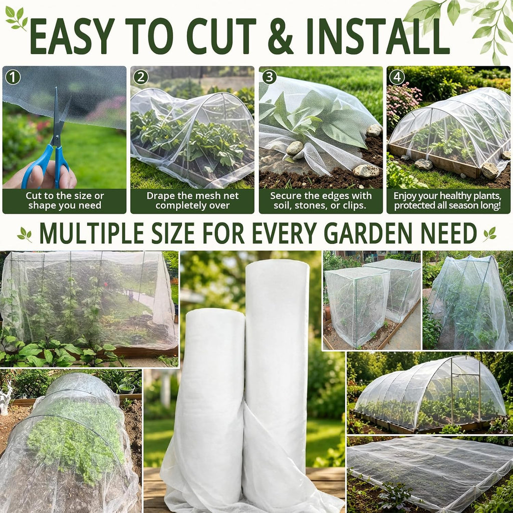 10Ft x 30Ft Garden Netting, Fine Mesh Insect Netting for Plant Protection