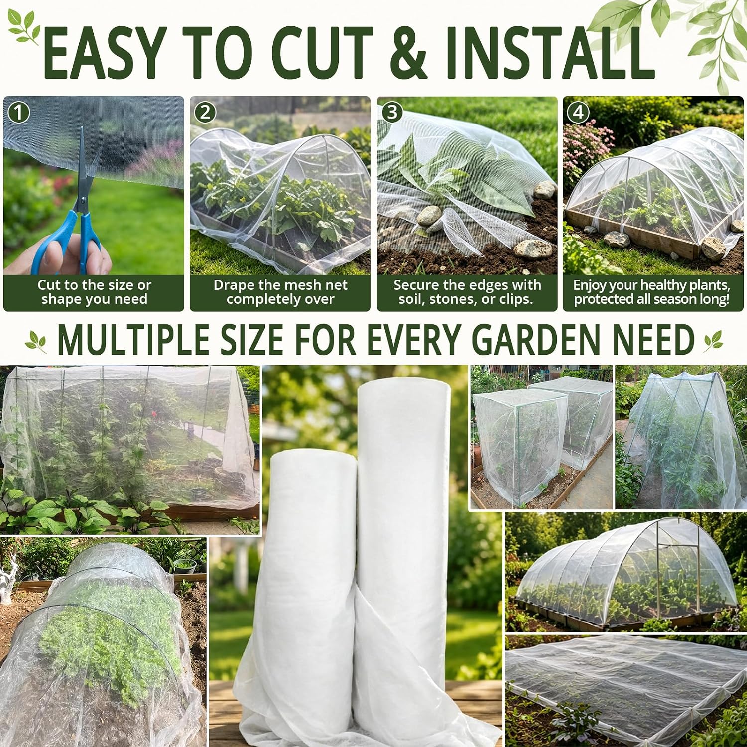 10Ft x 30Ft Garden Netting, Fine Mesh Insect Netting for Plant Protection