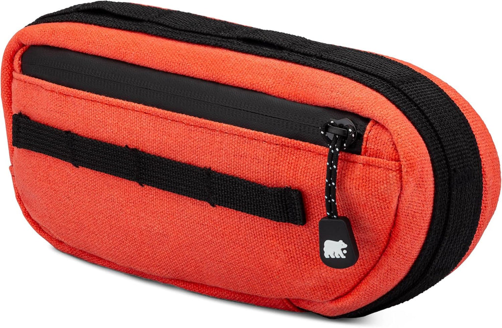 Oso Supply Co Waxed Canvas Frame Bag – Waterproof Zippers, Dual Storage Compartments, Adjustable Straps – Fits All Frame Sizes, Perfect for Cycling, Commuting, and Adventure Rides (Red/Orange)