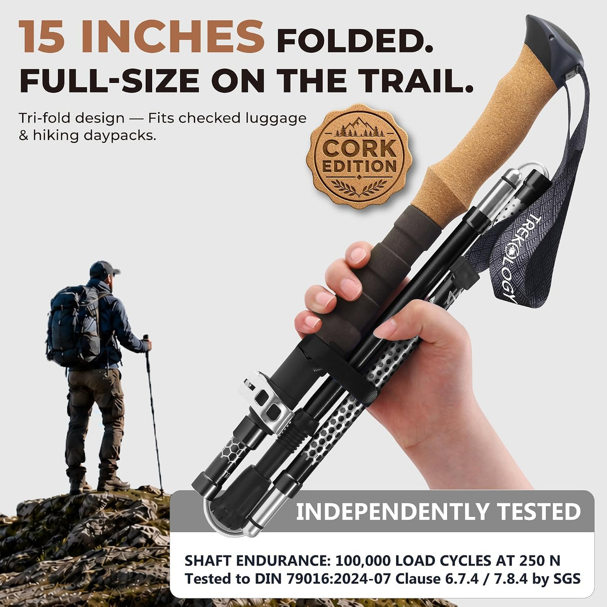 Trekology Trek-Z Hiking Trekking Poles, Walking Stick for Men, Women, 2pc