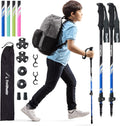 TrailBuddy Collapsible Hiking Poles for Kids - Pack of 2 Trekking Poles for Hiking, Camping & Backpacking - Lightweight, Adjustable Aluminum Walking Sticks with EVA Grip Blue - Junior Size