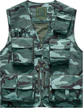 Flygo Men's Casual Lightweight Outdoor Fishing Work Safari Travel Photo Cargo Vest Jacket Multi Pockets