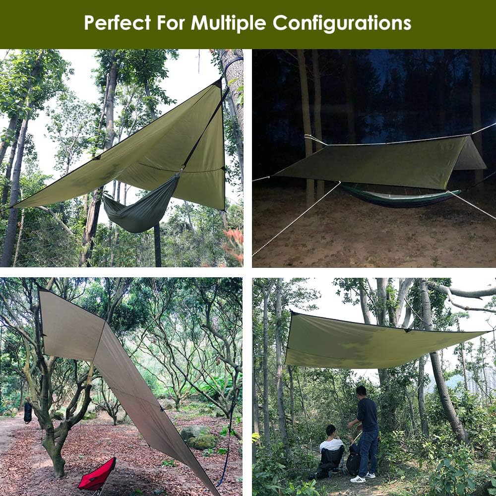 Sunyear Hammock Camping with Rain Fly Tarp and Net, Portable Camping Hammock Double Tree Hammock Outdoor Indoor Backpacking Travel & Survival, 2 Tree Straps,100% Waterproof Black/Grey Bundle
