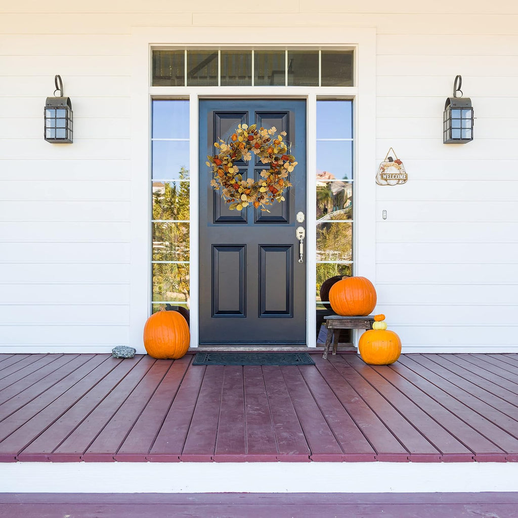 AMF0RESJ Artificial Fall Wreath for Front Door Autumn Wreath for Home Decor