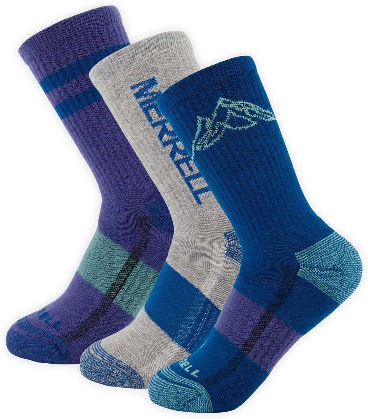 Merrell Unisex Eco Cushioned Crew Socks, Recycled Sustainable Hiker With Targeted Cushion