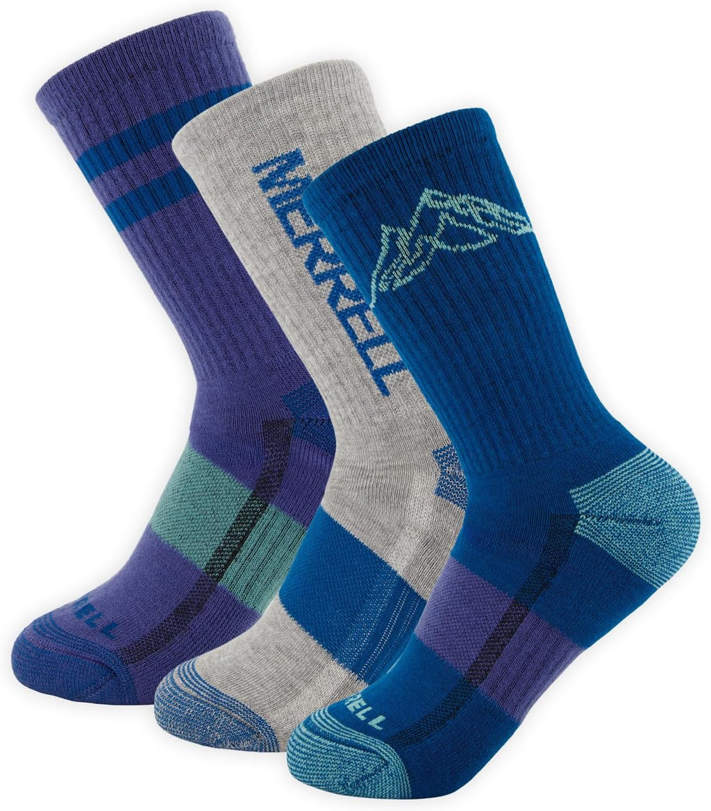 Merrell Unisex Eco Cushioned Crew Socks, Recycled Sustainable Hiker With Targeted Cushion