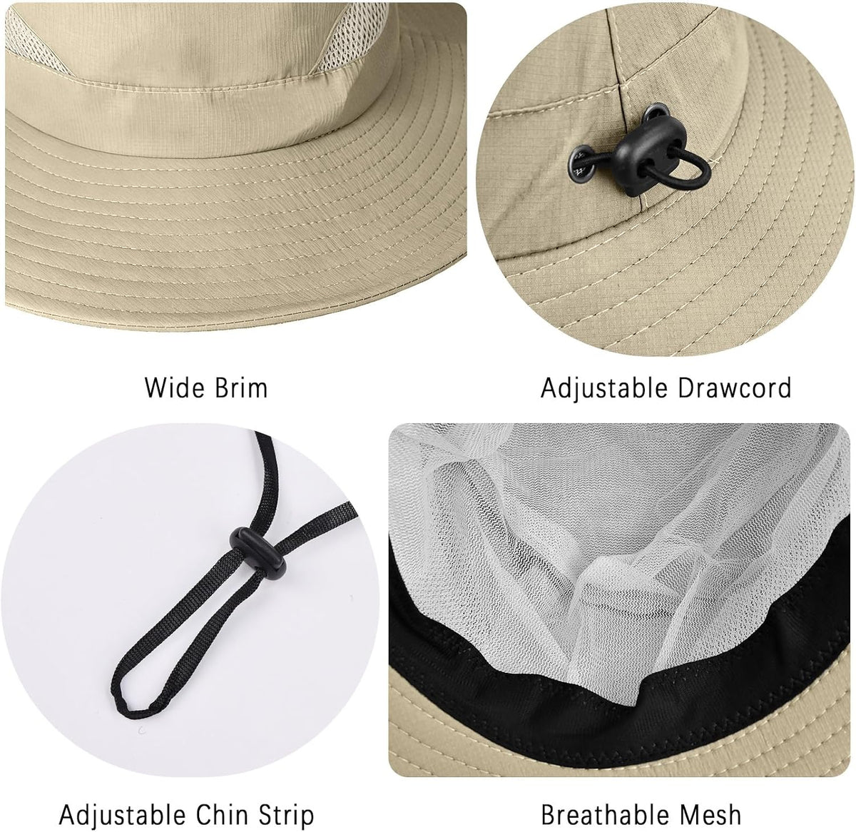 ZOORON Sun Hats for Men Women, Wide Brim Safari Hats UV Protection UPF50+ Waterproof Boonie Hats for Fishing Hiking Camping