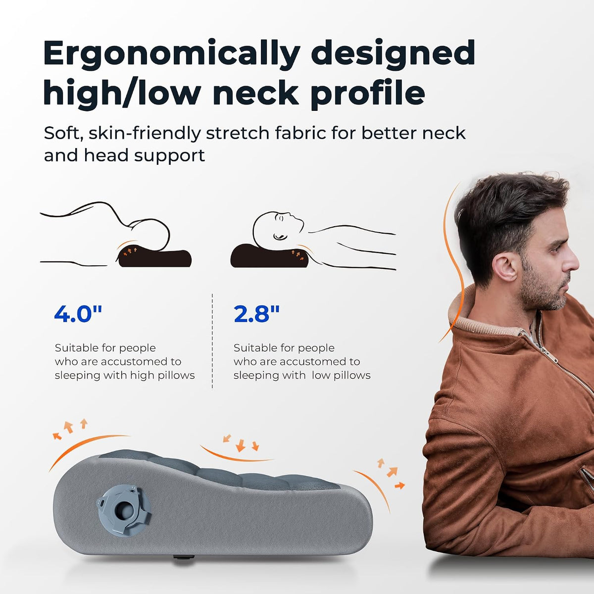 FLEXTAILGEAR Inflatable Camping Pillow, Ultralight Travel Pillows with Washable Cover, TPU Bladder for Camping, Hiking, Airplane, Road Trip, Office