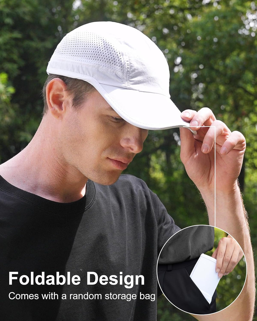 GADIEMKENSD Mens Folding Outdoor Hat Long Brim UPF 50+ Sun Protection