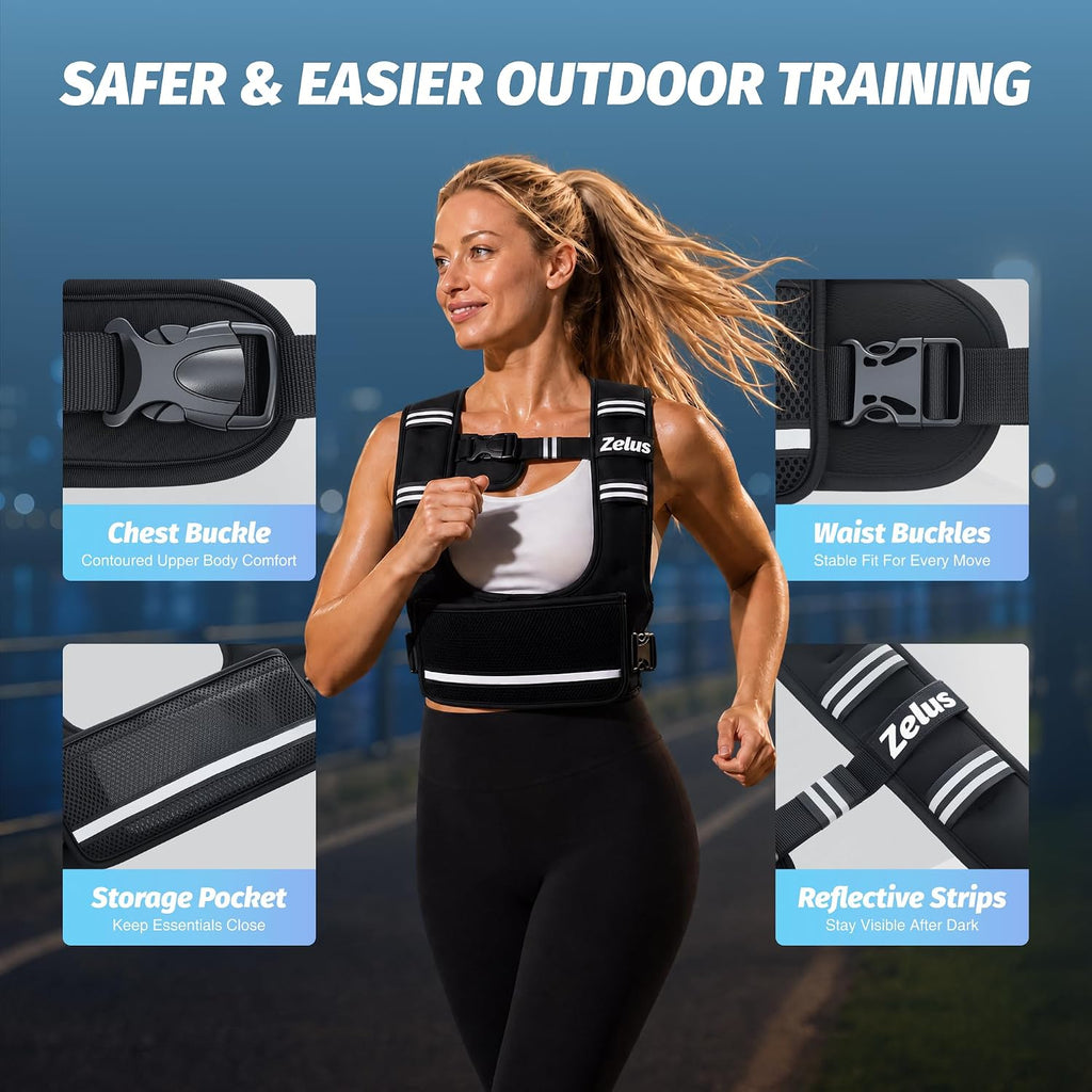 ZELUS Adjustable Weighted Vest for Women Men, Ergonomic Fit Training Vest