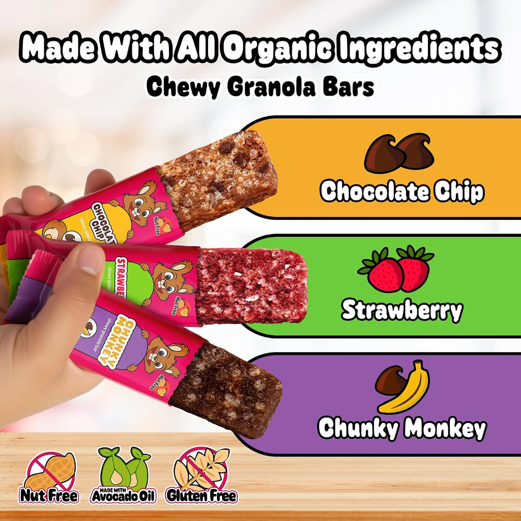 Snakkidz Organic Granola Bars, Variety Pack, Seed oil free, 45 Bars
