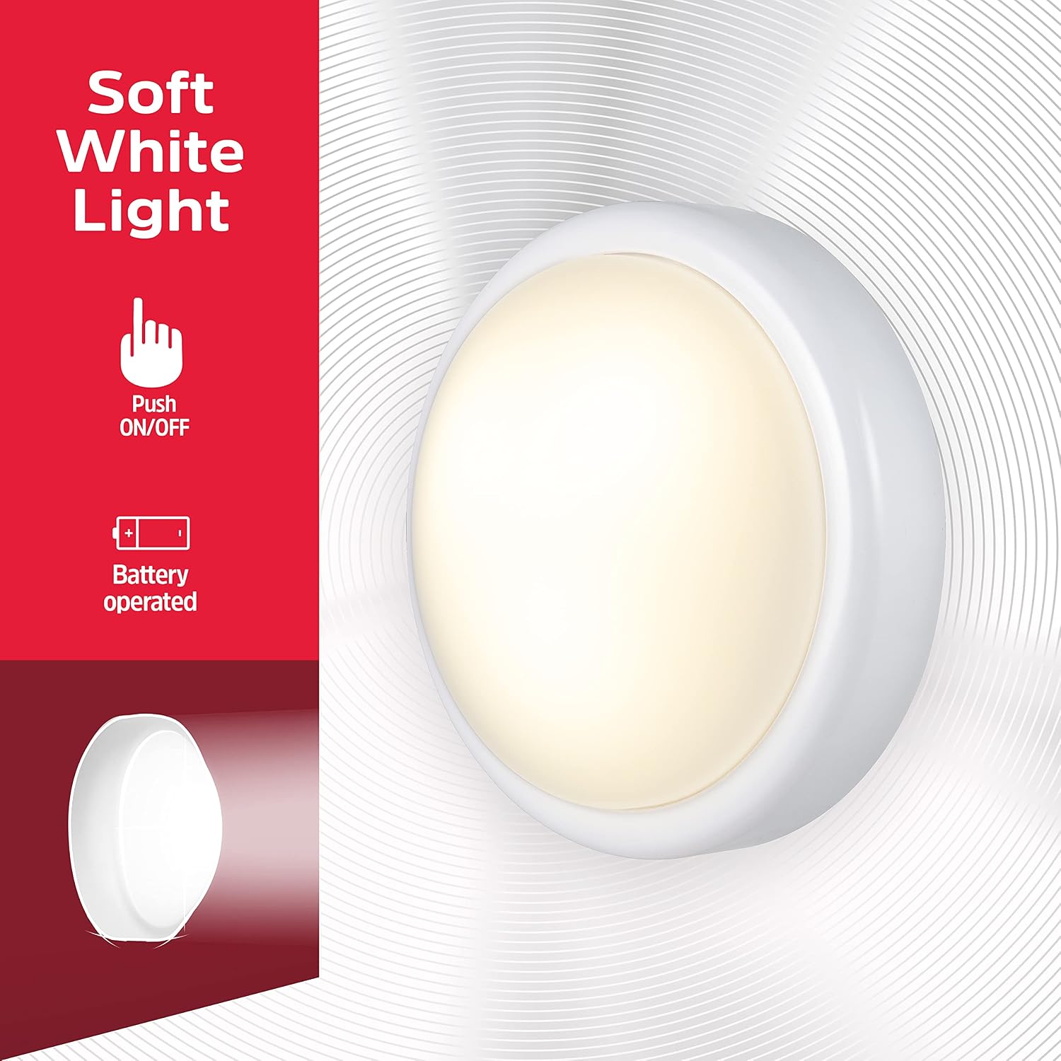 Energizer Batter Powered Tap Light, Press On/Off, 4 Pack