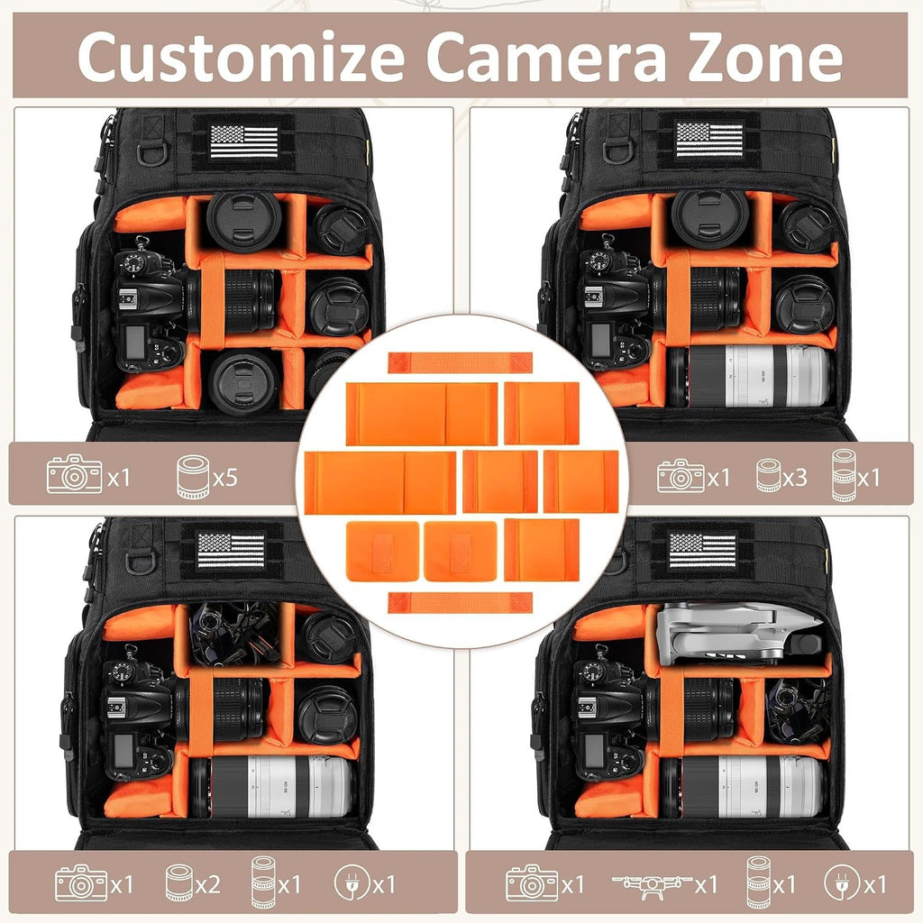 TORIBIO Camera Tactical Backpack Bag for DSLR/SLR/Mirrorless Photography