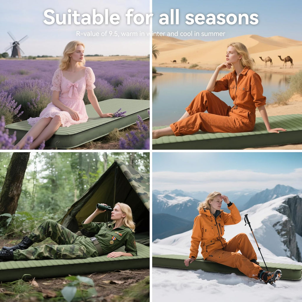 Camping Sleeping Pad, 4" Ultra-Thick Memory Foam Camping Mat