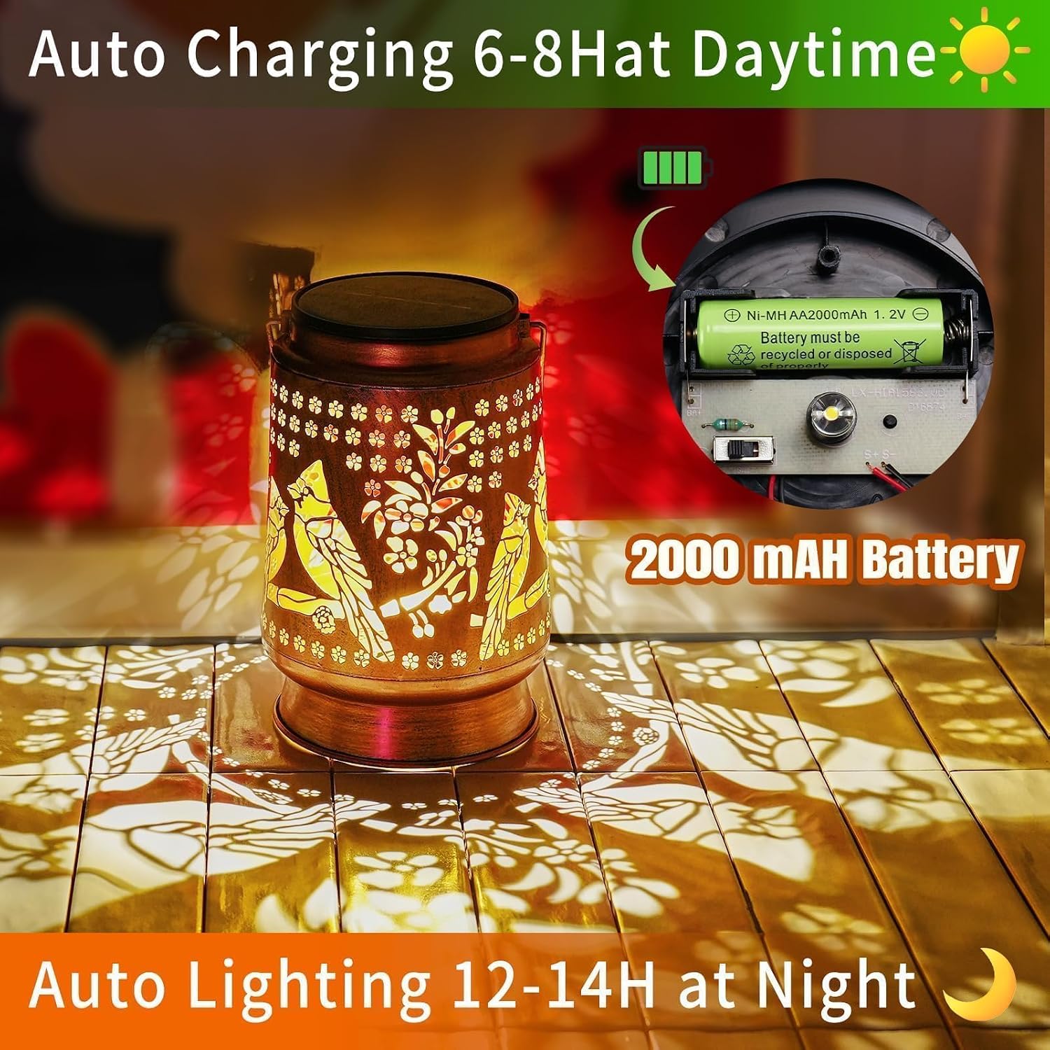 Cardinal Solar Lanterns Outdoor Waterproof, Birthday Day Gifts for Women