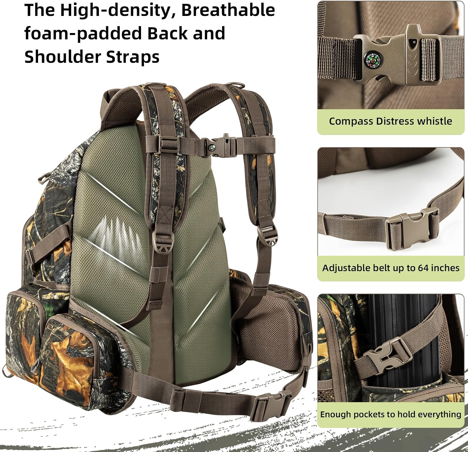 Hunting Backpack for Men Camo Hunting Day Pack for Rifle Bow 35L