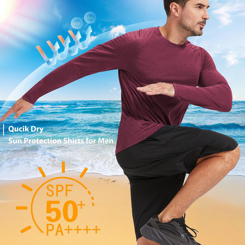 MLYENX 7 Pack Long Sleeve Shirts for Men Sun Protection Quick Dry