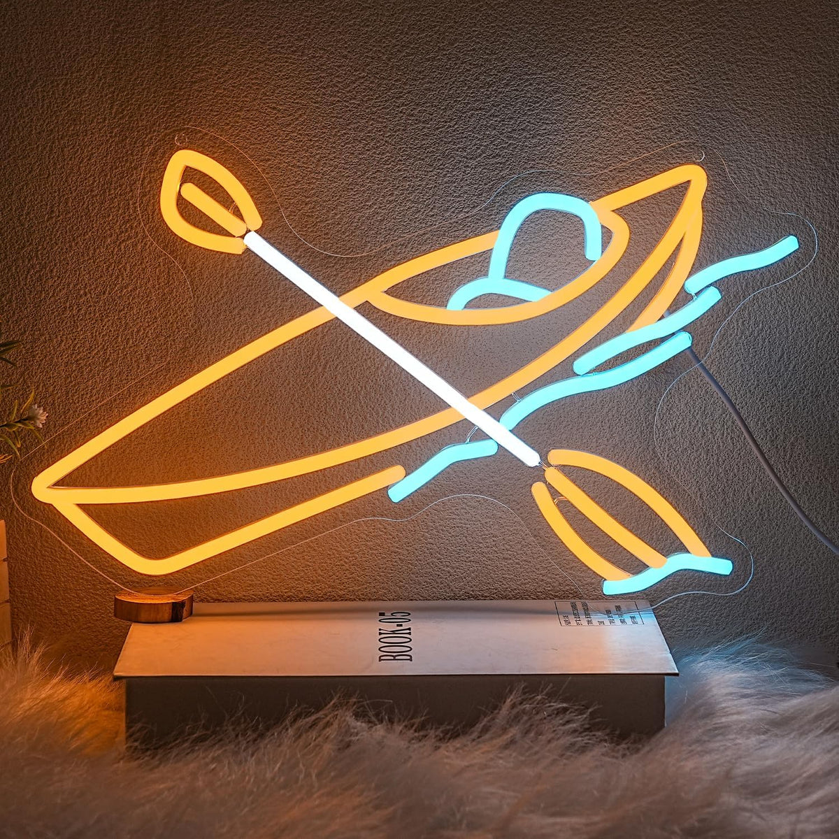 Kayak Neon Sign for Wall Decor Boat Neon Sign Sailboat Neon Light Sign Colorful LED Neon Light Dimmable Neon Signs for Man Cave Lake House Bar Wall Decor Gift for Kayakers & Outdoor Lovers