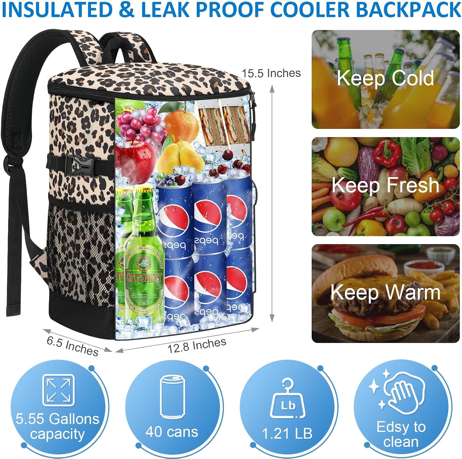 Tenot Cooler Backpack 33/40 Cans Soft Insulated Backpack Coolers