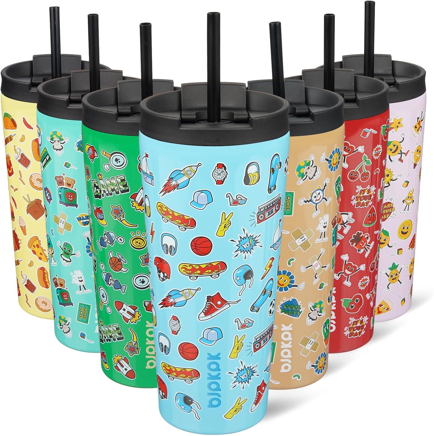 BJPKPK 22 oz Coffee Tumbler with Straw, Insulated Stainless Steel Cup