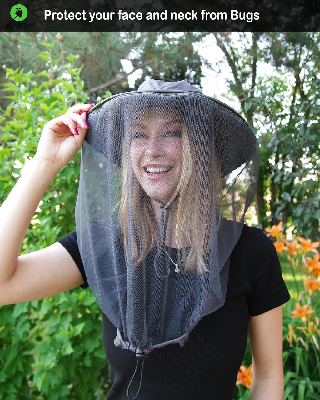 Mosquito Head Net Hat with Fine Mesh for Gardening, Fishing, Camping